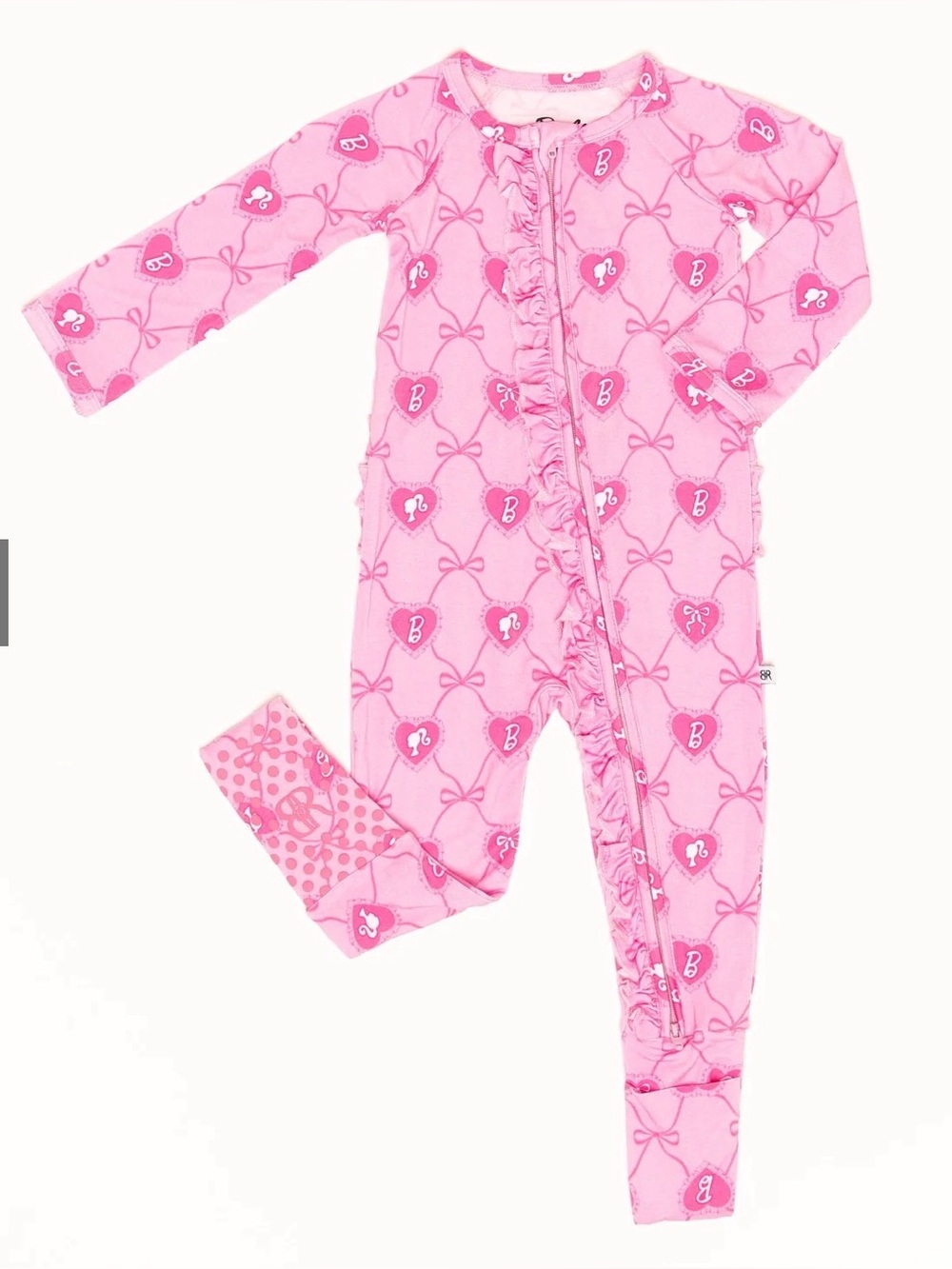 Bums & Roses Pink Barbie Baby Zip Onesie 6-9M